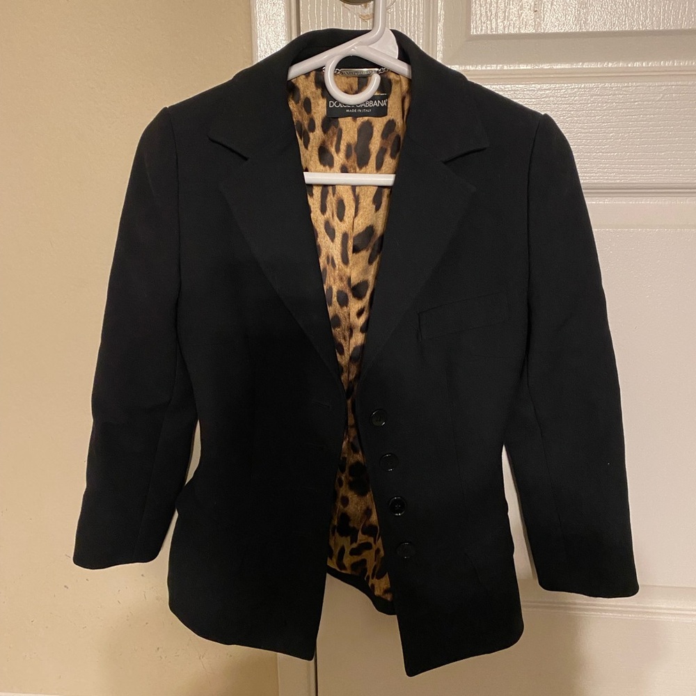 Black Jacket with Leopard Print Lining